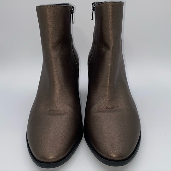 Comfort Sesto Meucci Bronze Metallic 7” Tall Ankle Boots Zip  2”Heel Like New - Picture 3 of 15